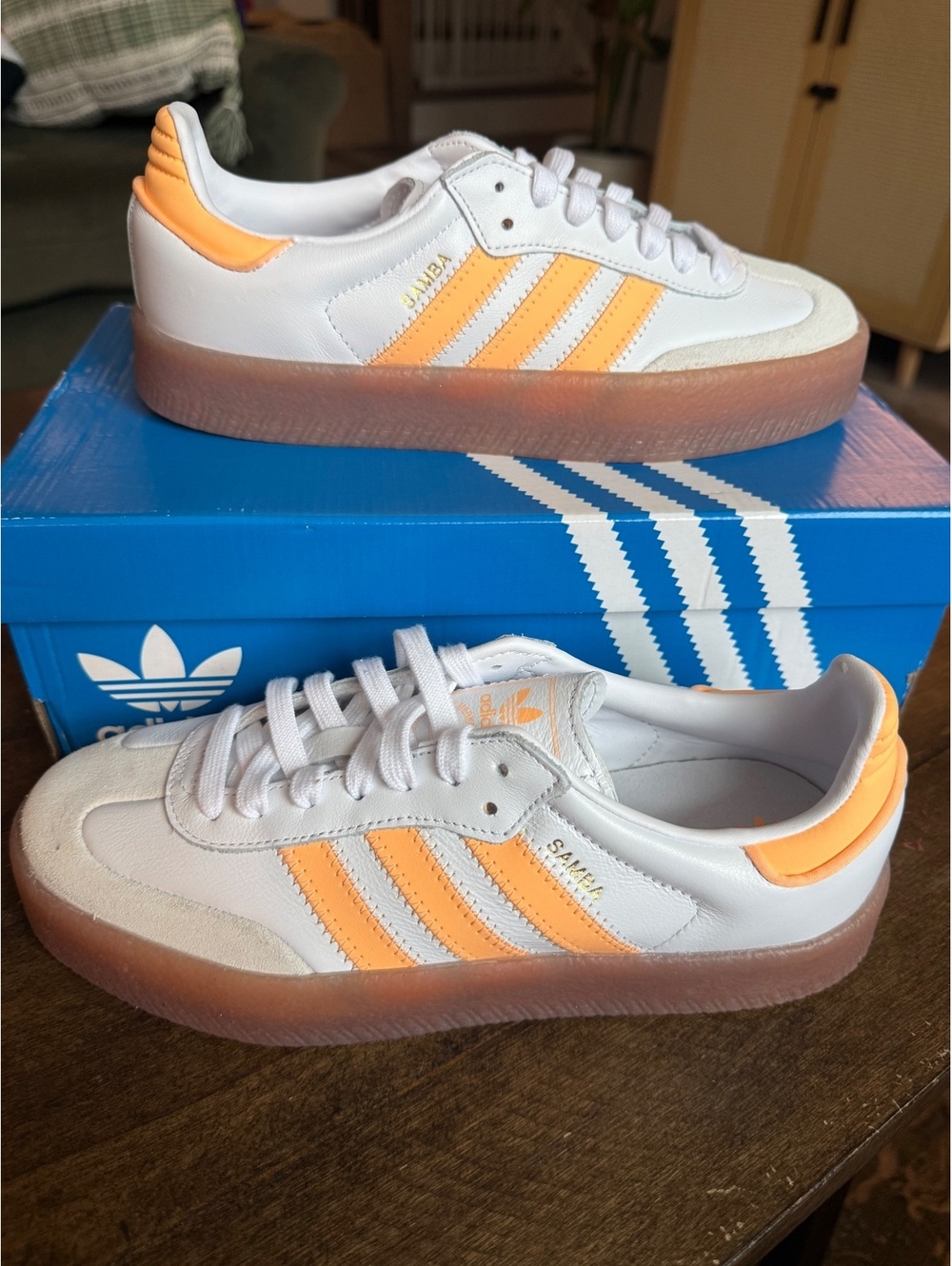 Adidas Samba Retro Women’s Sneakers White and Orange - Picture 2 of 11